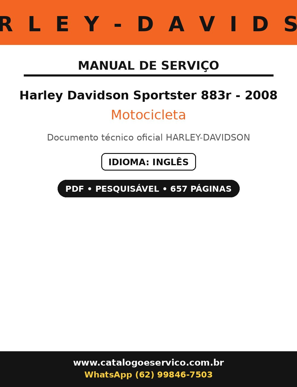 Manual De Serviço Harley Davidson Sportster 883r - 2008