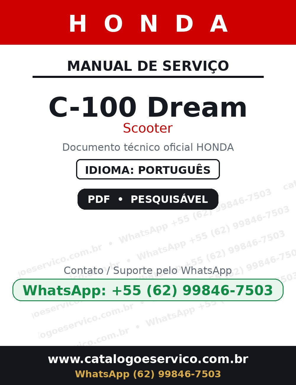 HONDA C-100 Dream — Manual de Serviço