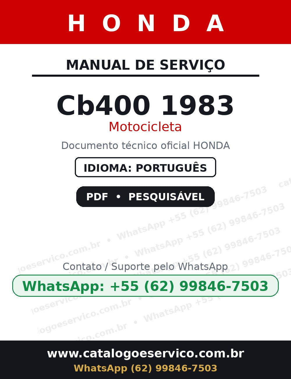 HONDA Cb400 1983 — Manual de Serviço