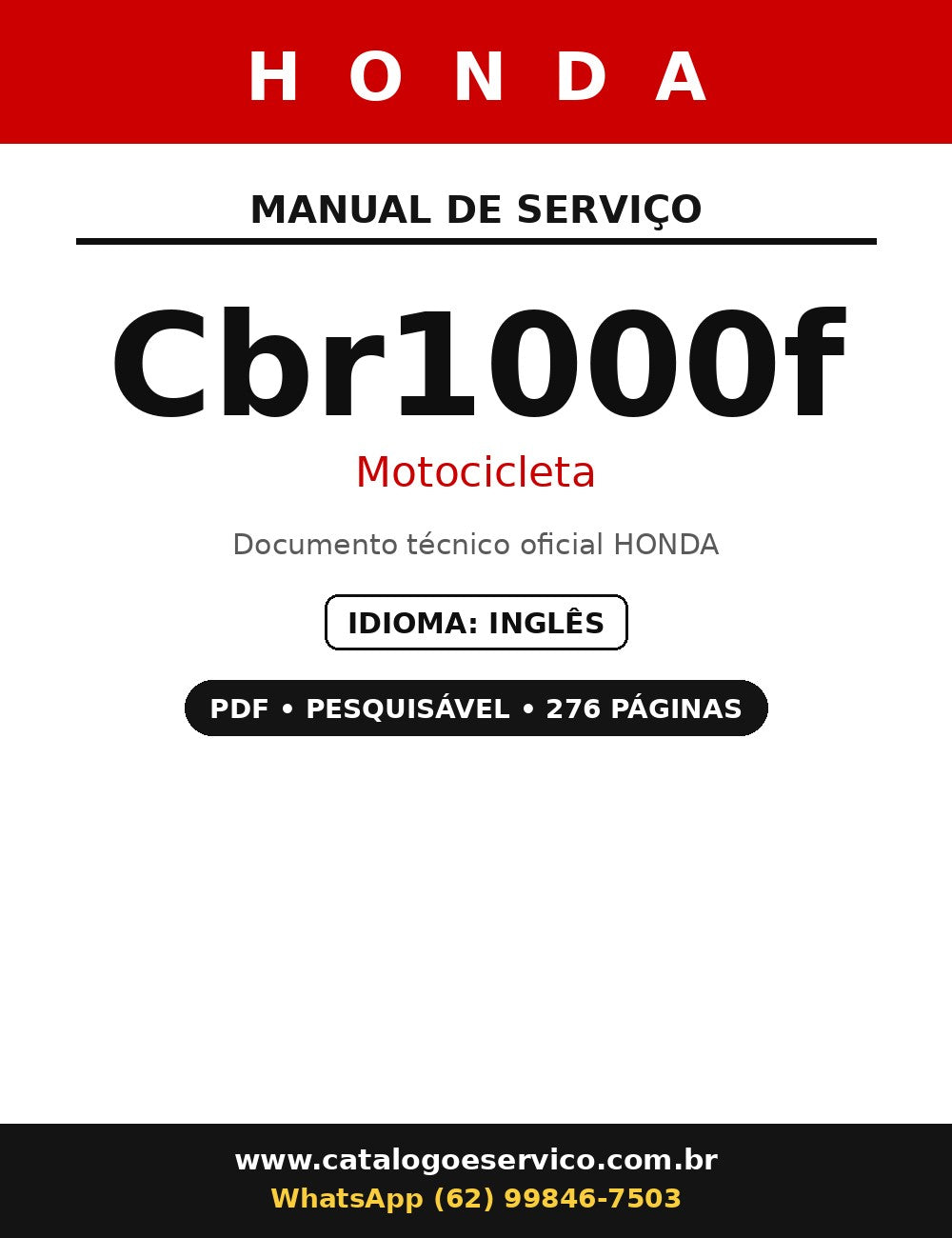 Manual De Serviço Honda Cbr1000f