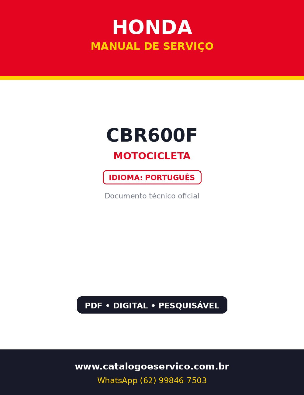 Manual de Serviço Honda CBR600F — Cabeçote à ignição, procedimentos passo a passo