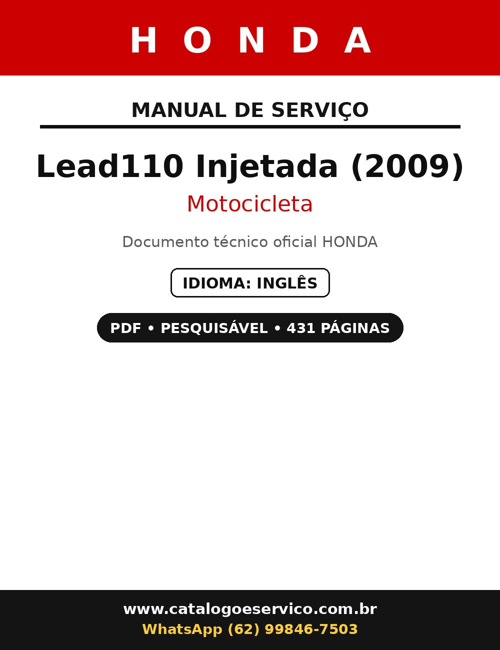 Manual De Serviço Honda Lead110 Injetada 2009