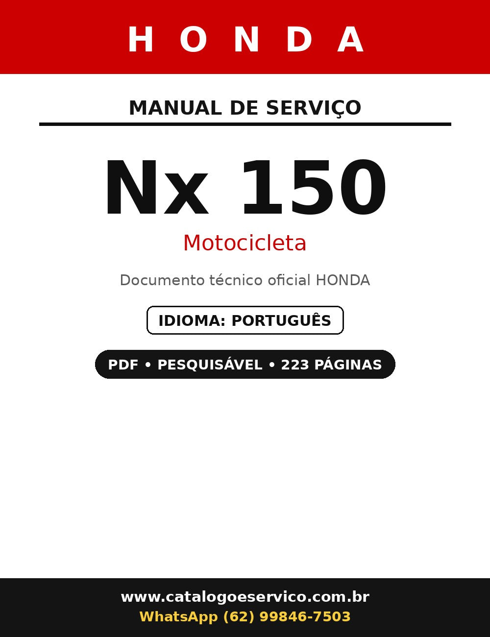 Manual De Serviço Honda Nx 150