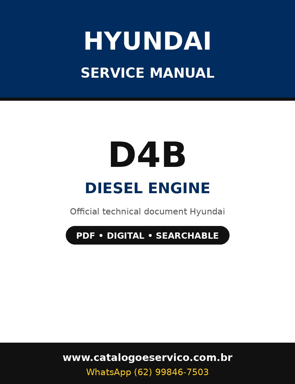 Manual de Serviço Hyundai D4B - Motor Diesel (Inglês)