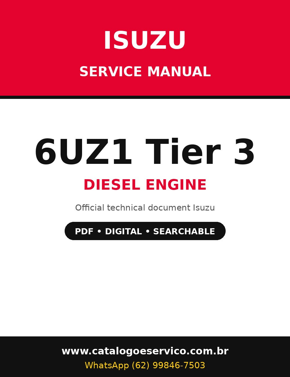 Manual de Serviço Isuzu 6UZ1 Tier 3 - Motor Diesel (Inglês)