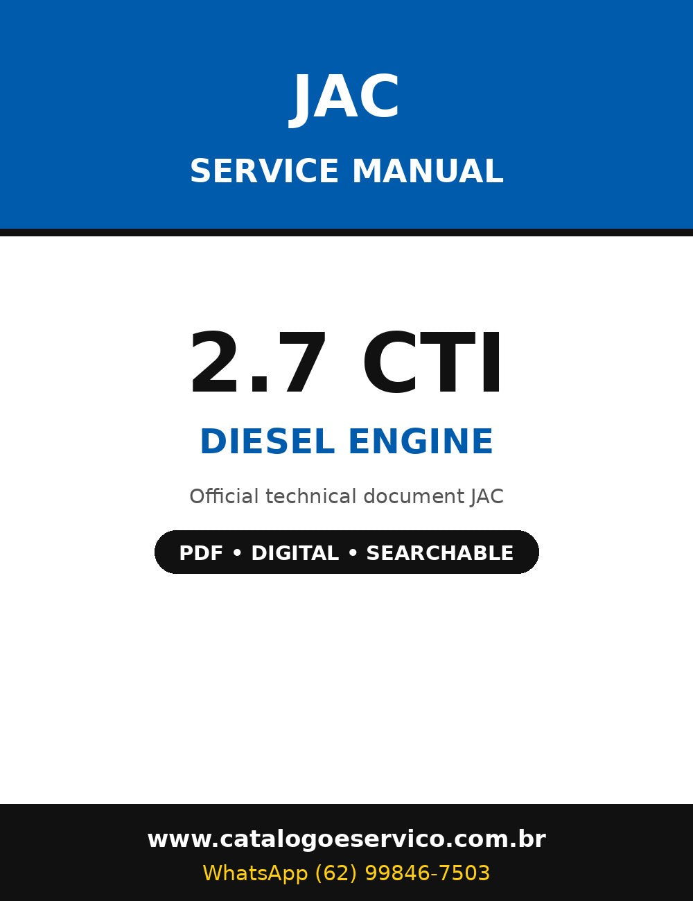 Manual de Serviço JAC 2.7 CTI - Motor Diesel (Inglês)
