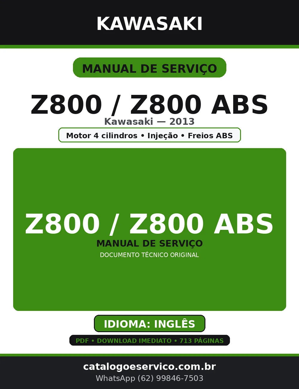 Manual de Serviço Kawasaki Z800 / ABS 2013 — Service Manual (PDF) — capa