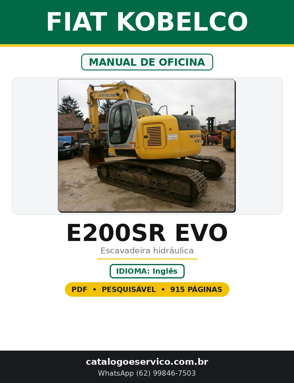 Capa do Manual de Oficina Fiat Kobelco E200SR EVO em PDF com 915 páginas