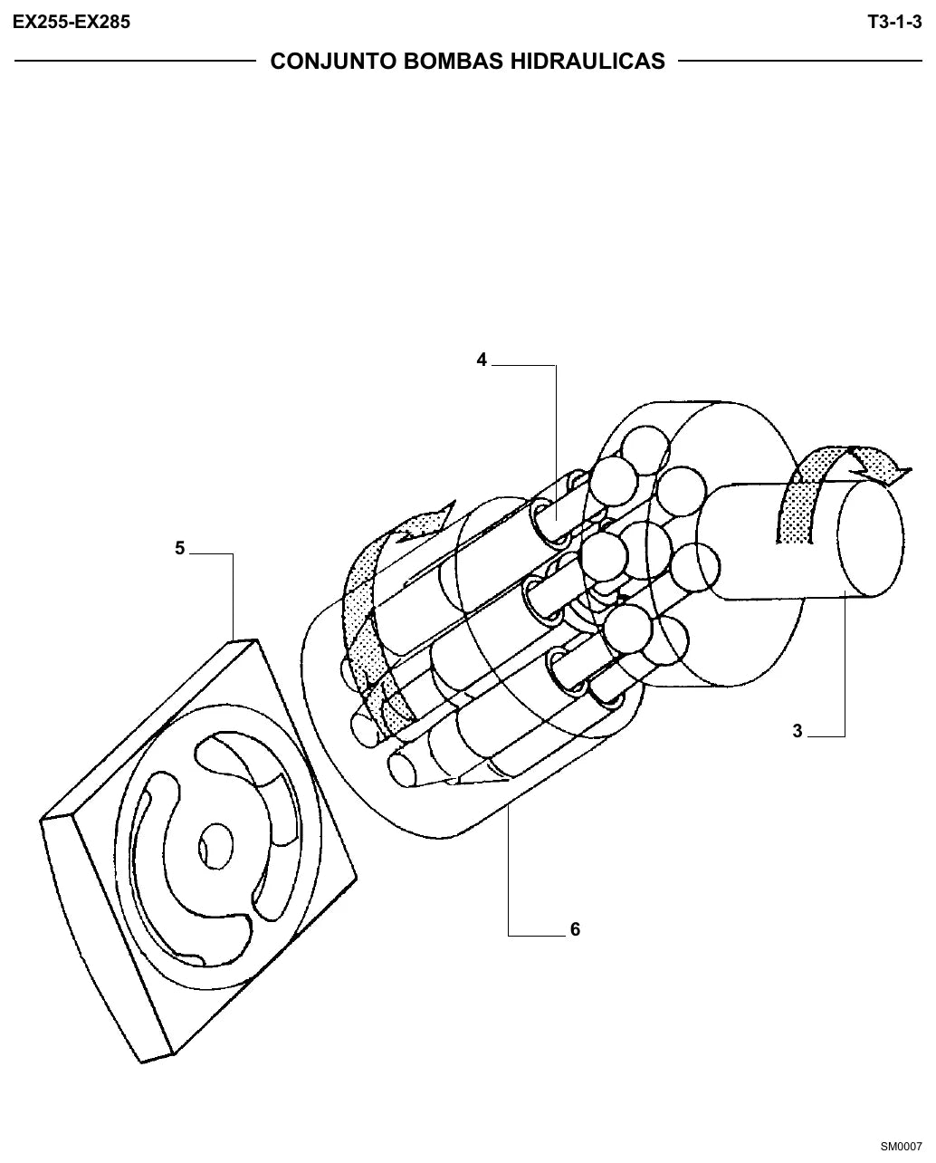 Página interna do Manual de Serviço Fiat Kobelco EX255-EX285 com ilustração de procedimento
