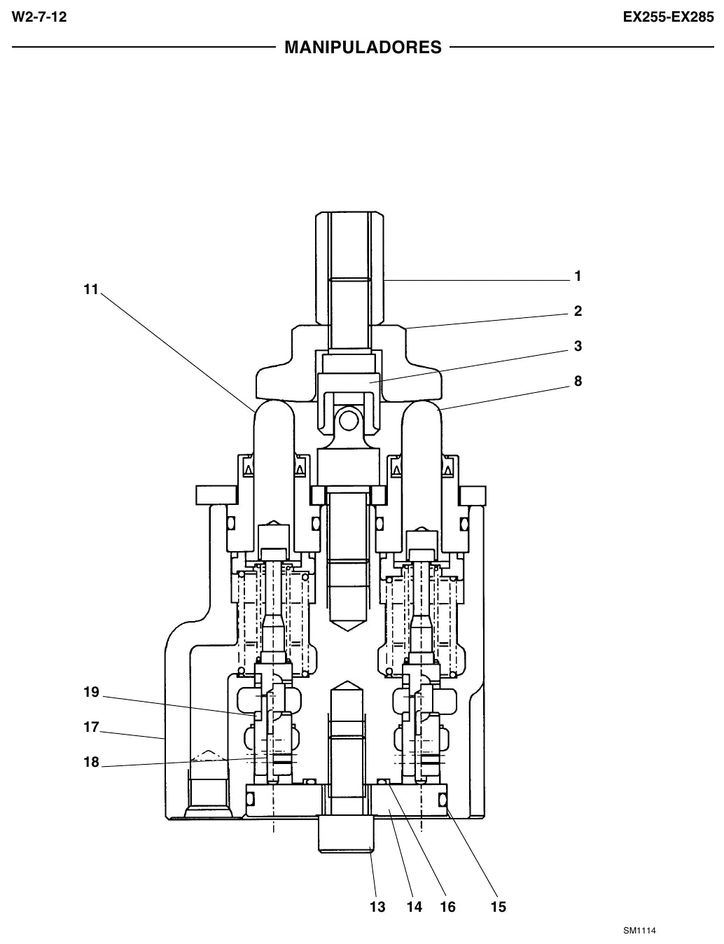 Página interna do Manual de Serviço Fiat Kobelco EX255-EX285 — Escavadeira hidráulica Fiat Kobelco