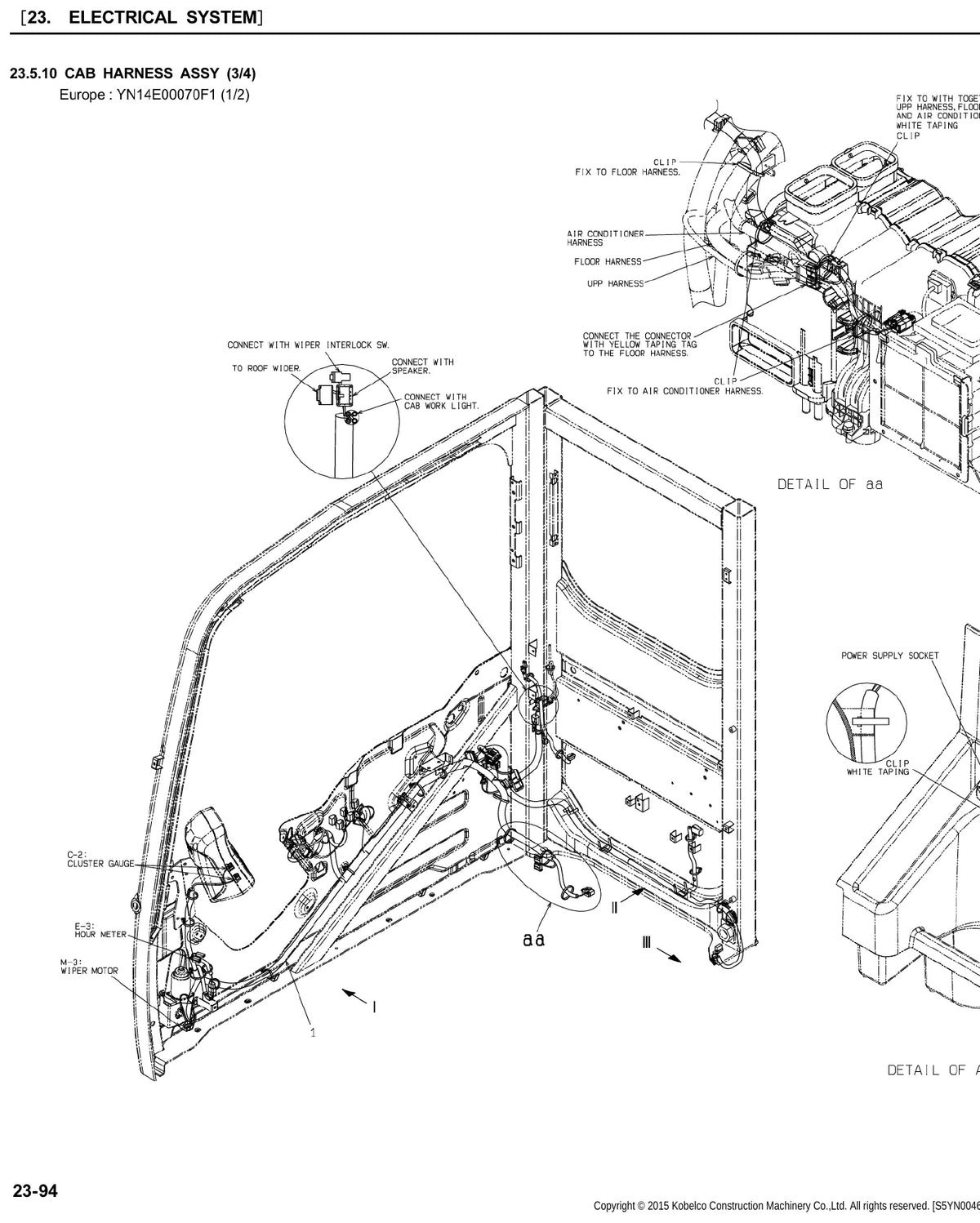 Página do Manual de Serviço Kobelco SK210LC-9 com detalhes de montagem e valores de ajuste