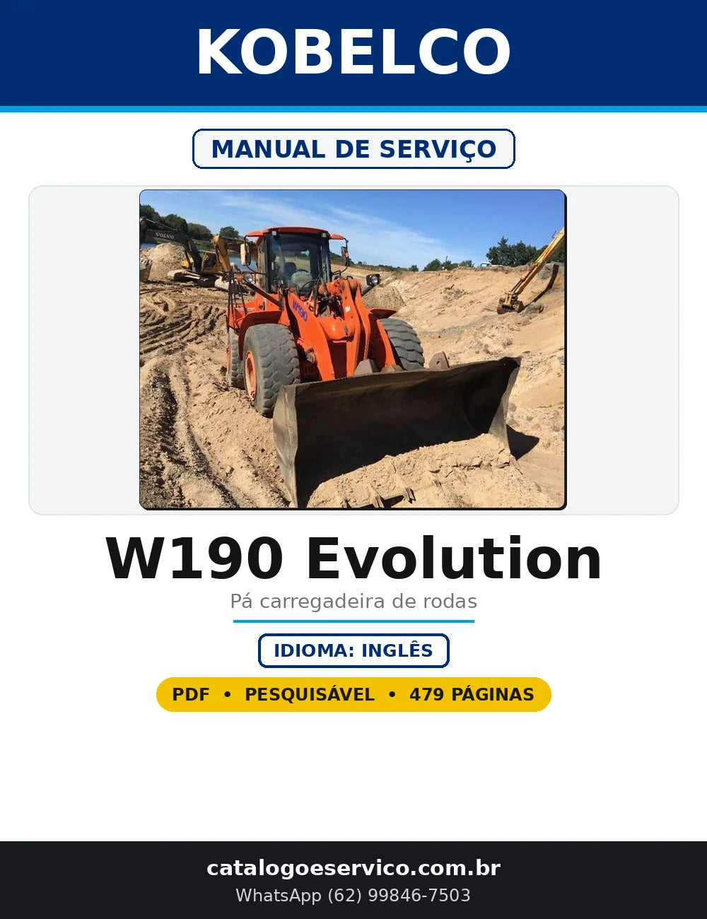 Capa do Manual de Serviço Kobelco W190 Evolution em PDF com 479 páginas