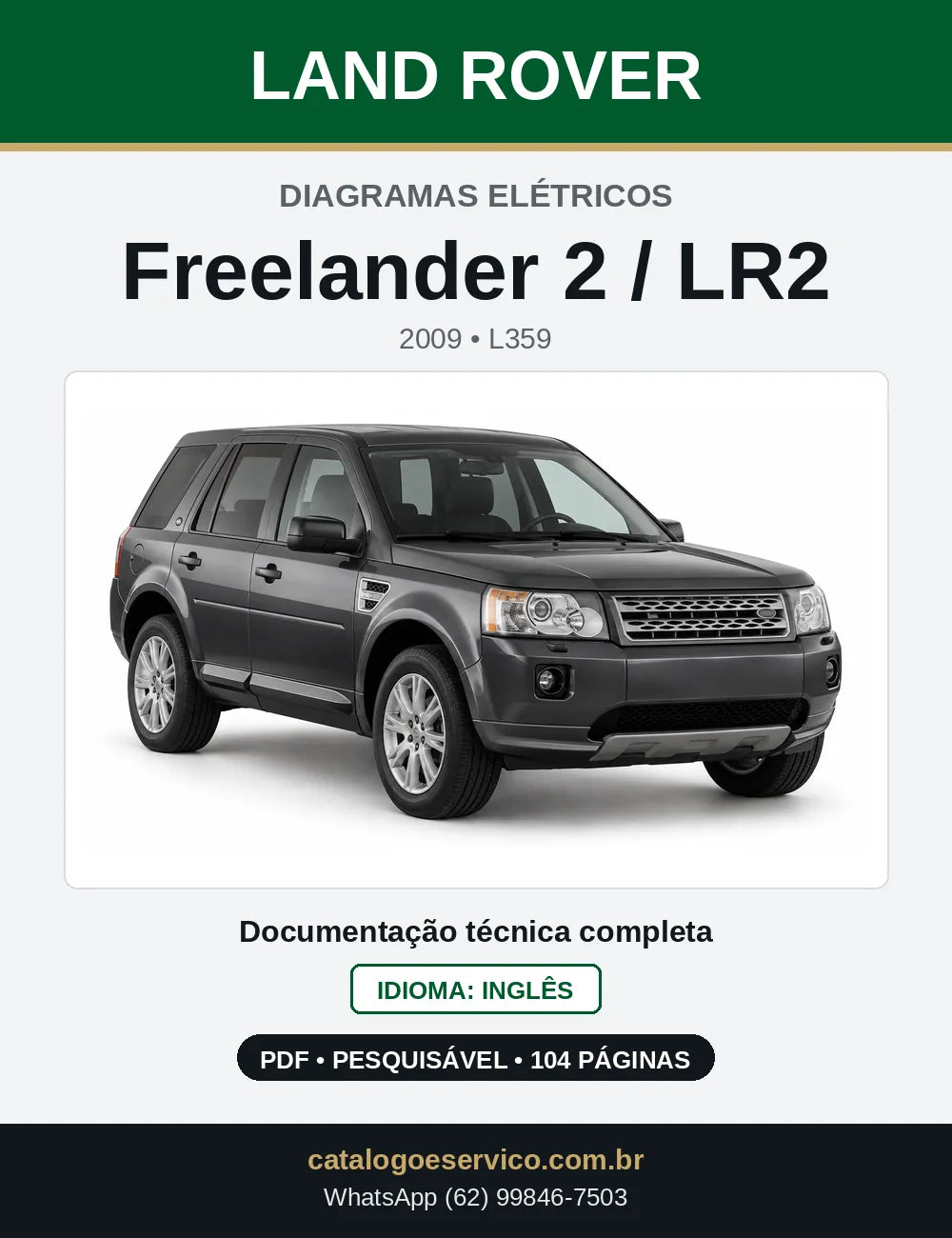 Capa dos Diagramas Elétricos Land Rover Freelander 2 / LR2 em PDF