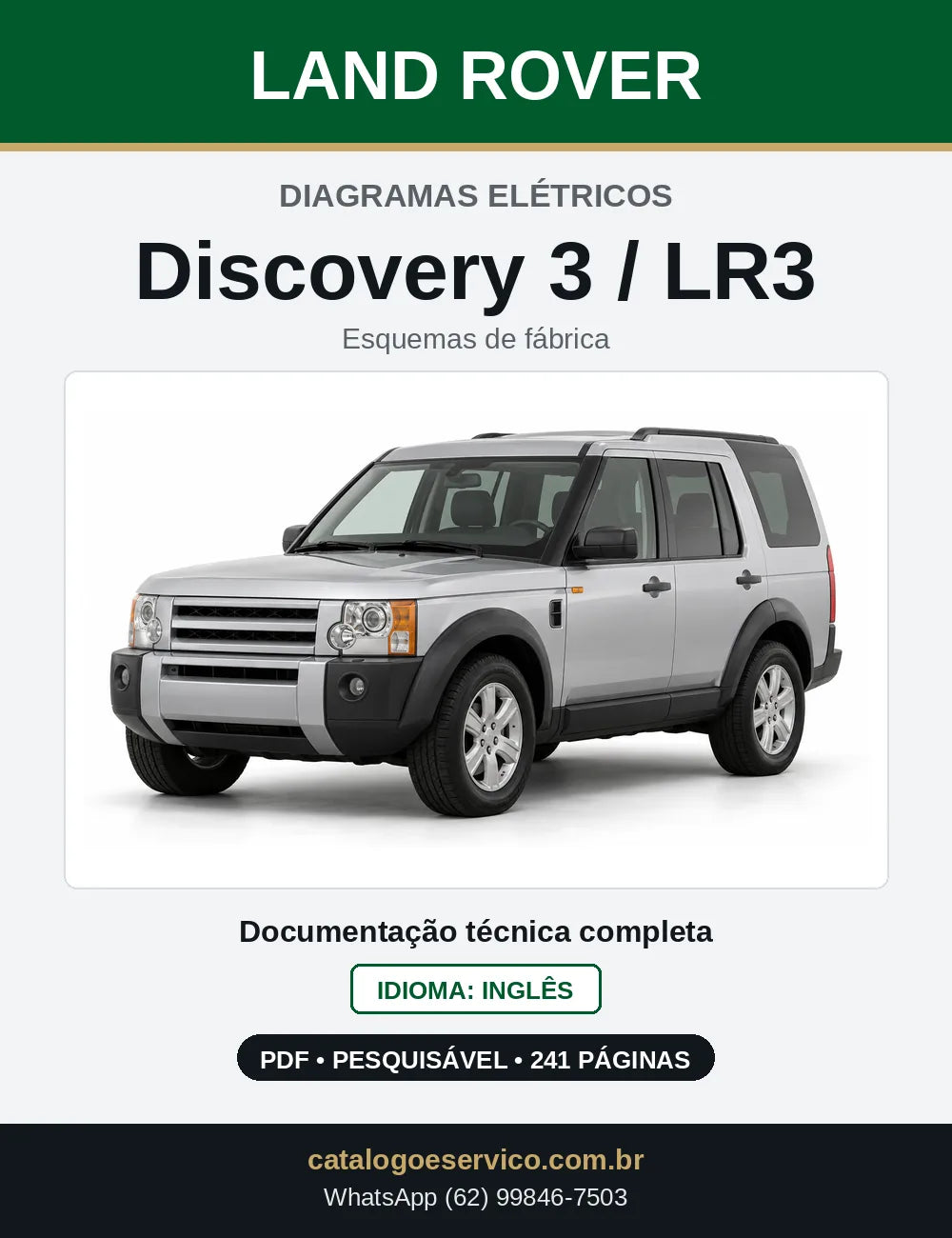 Capa dos Diagramas Elétricos Land Rover Discovery 3 / LR3 em PDF
