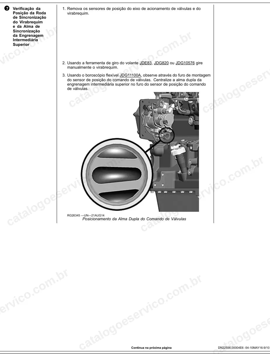 Verificação da roda de sincronismo do virabrequim do motor 4045-6068