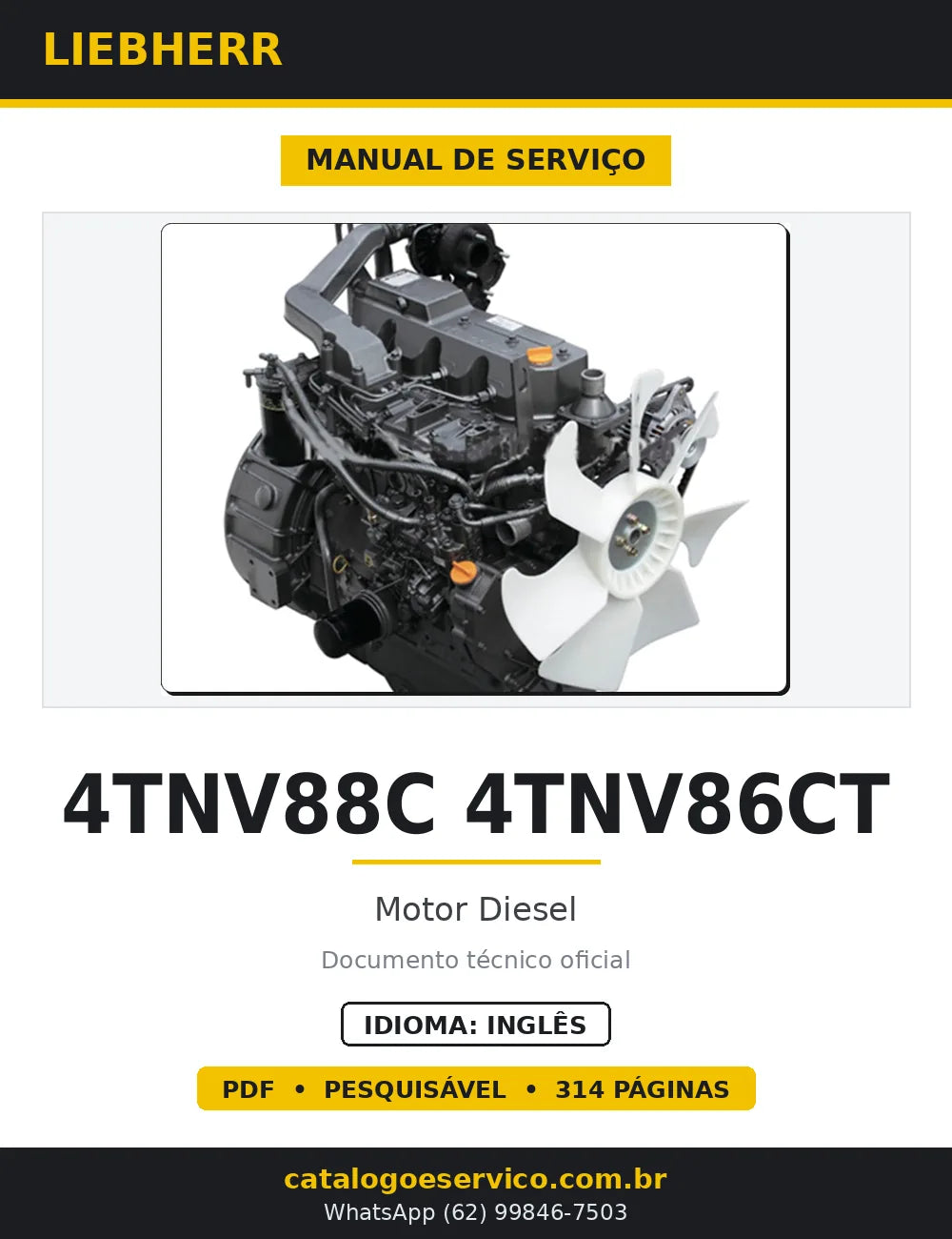 Manual de Serviço Liebherr 4TNV88C 4TNV86CT Motor Diesel — capa