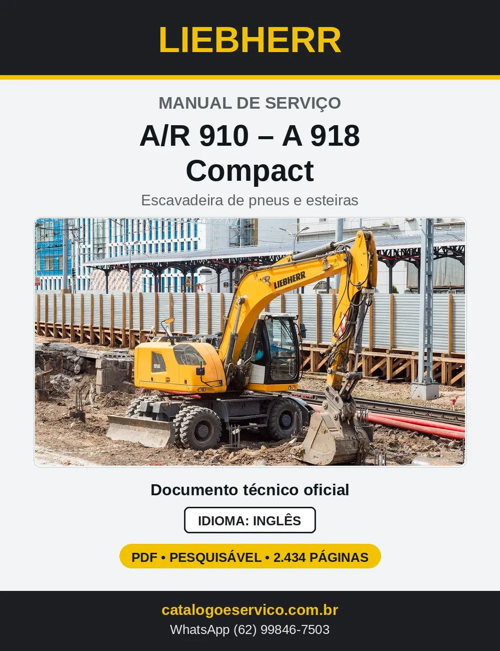 Capa do Manual de Serviço Liebherr A910-A918 e R914 Compact