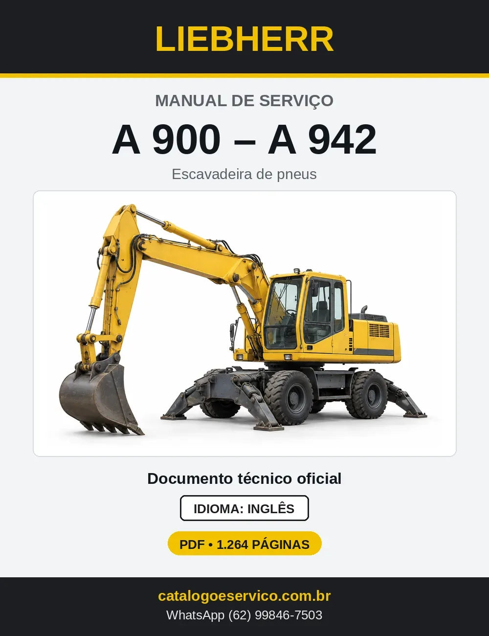 Capa do Manual de Serviço Liebherr A900-A942 escavadeira de pneus