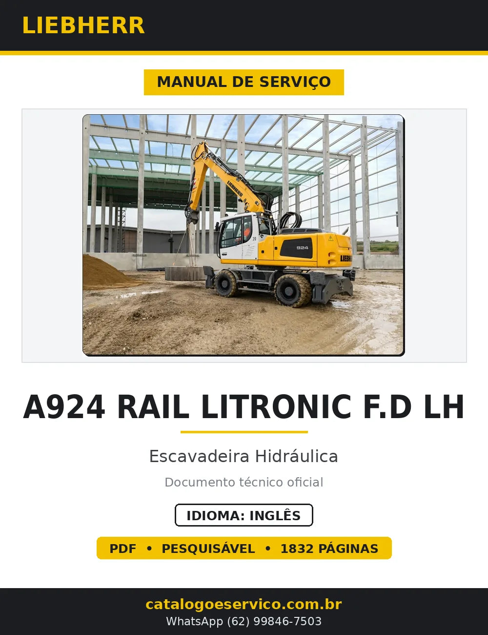 Manual de Serviço Liebherr A924 Rail Litronic F.D LH Escavadeira Hidráulica — capa