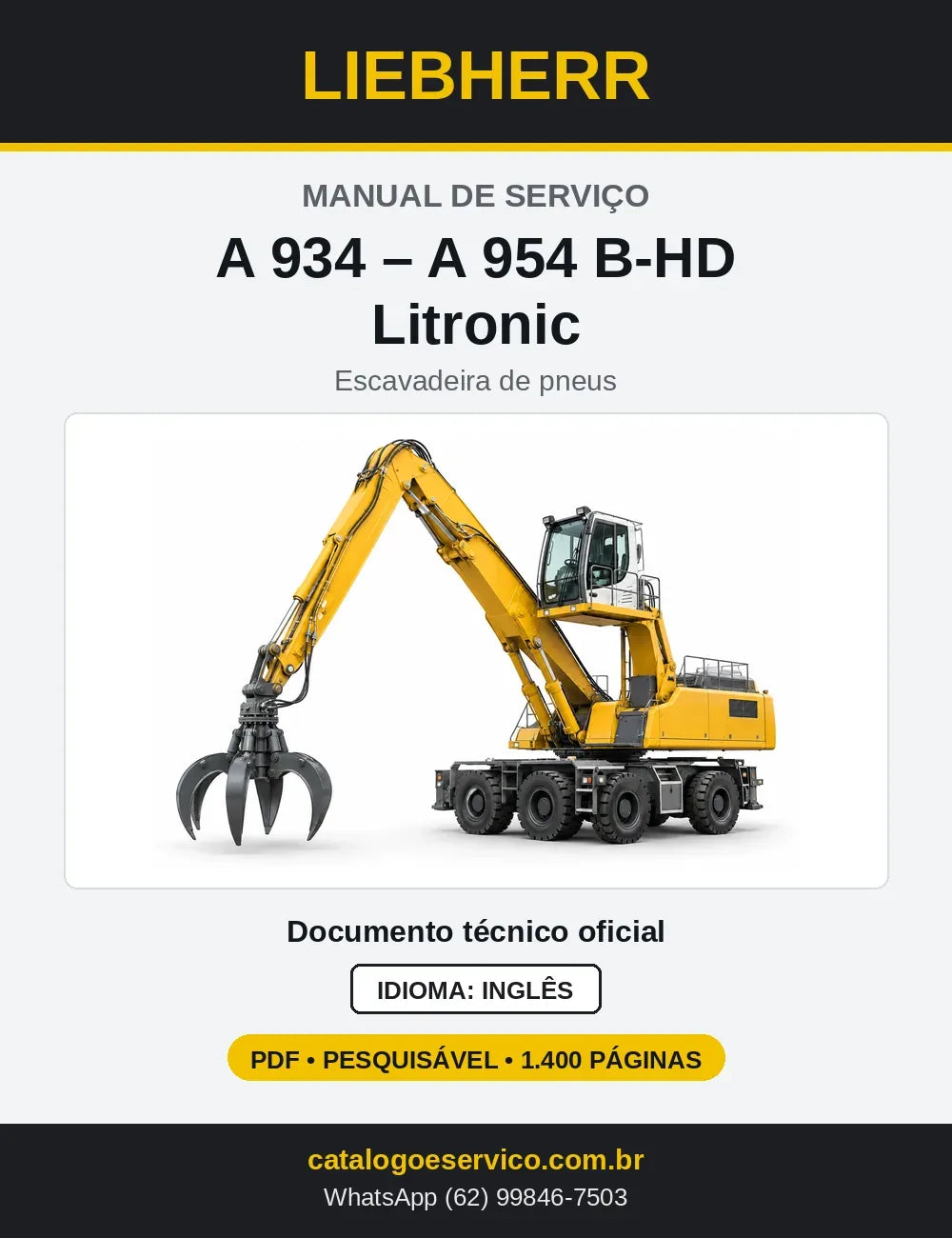 Capa do Manual de Serviço Liebherr A934-A954 B-HD Litronic
