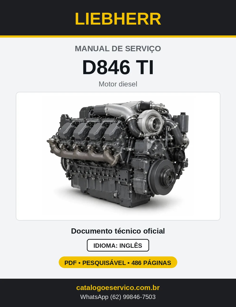 Capa do Manual de Serviço Liebherr D846 TI motor diesel
