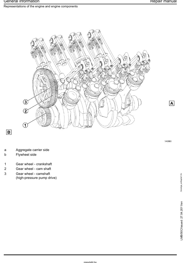 Manual de Reparação Liebherr D9508 A7 Motor Diesel — página interna com diagrama técnico