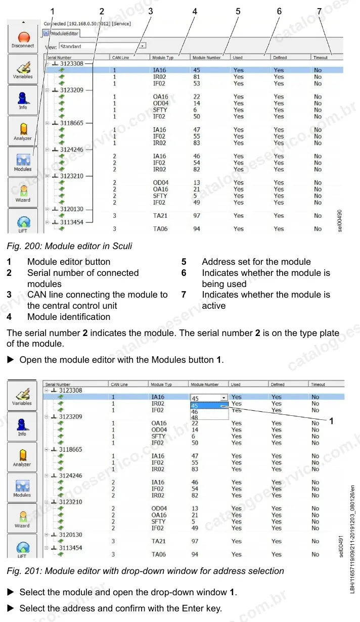 Editor de módulos no software Sculi da L524-1266