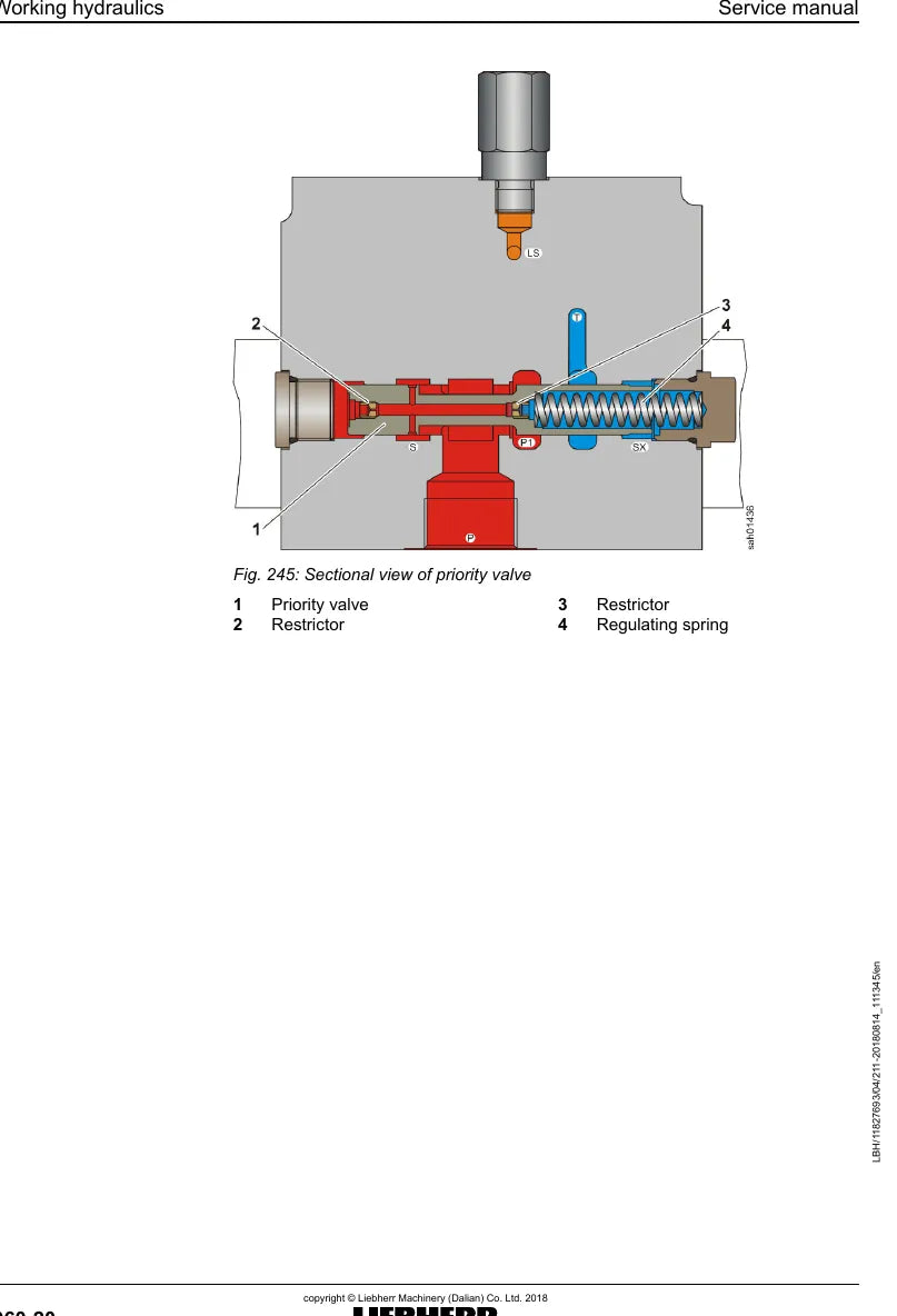Manual de Serviço Liebherr L538-1493 Pá Carregadeira — página interna com diagrama técnico