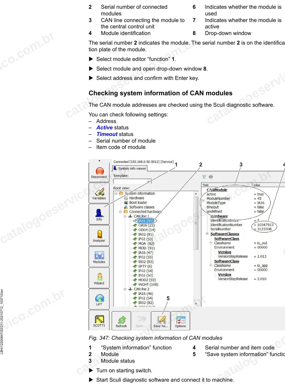 Editor de módulos CAN no software Sculi da L550-1214