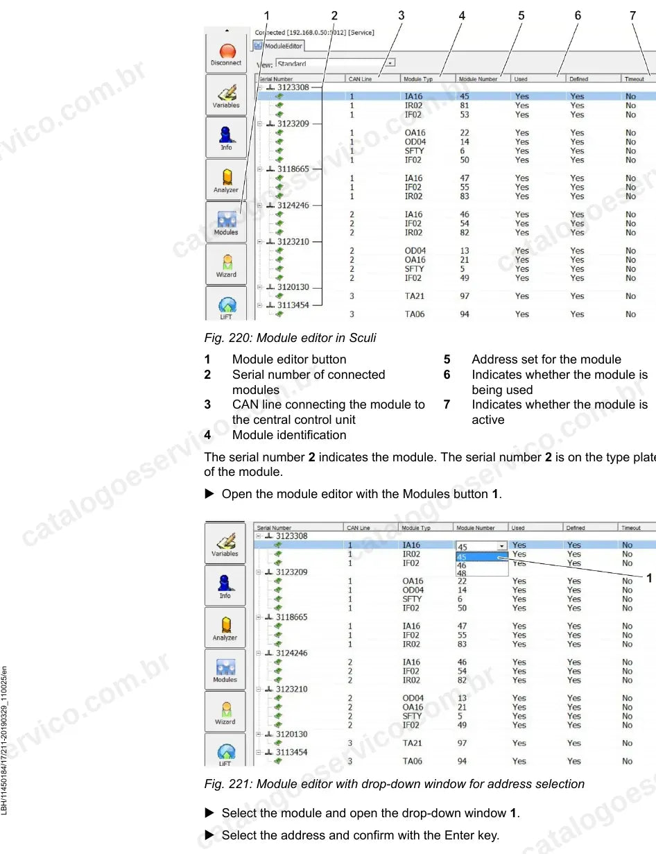 Editor de módulos CAN no software Sculi da L580-1170