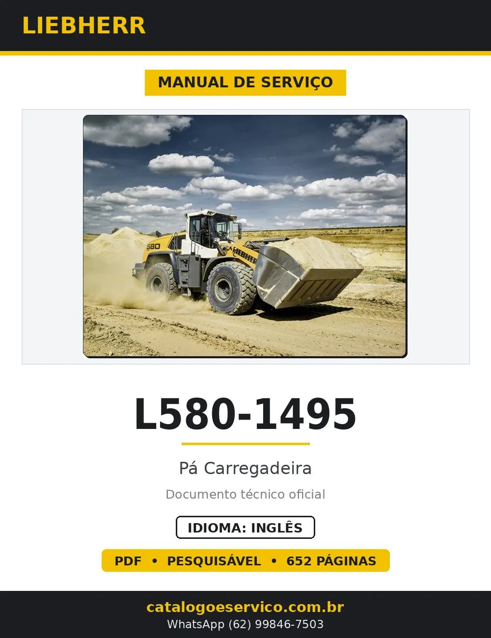 Manual de Serviço Liebherr L580-1495 Pá Carregadeira — capa