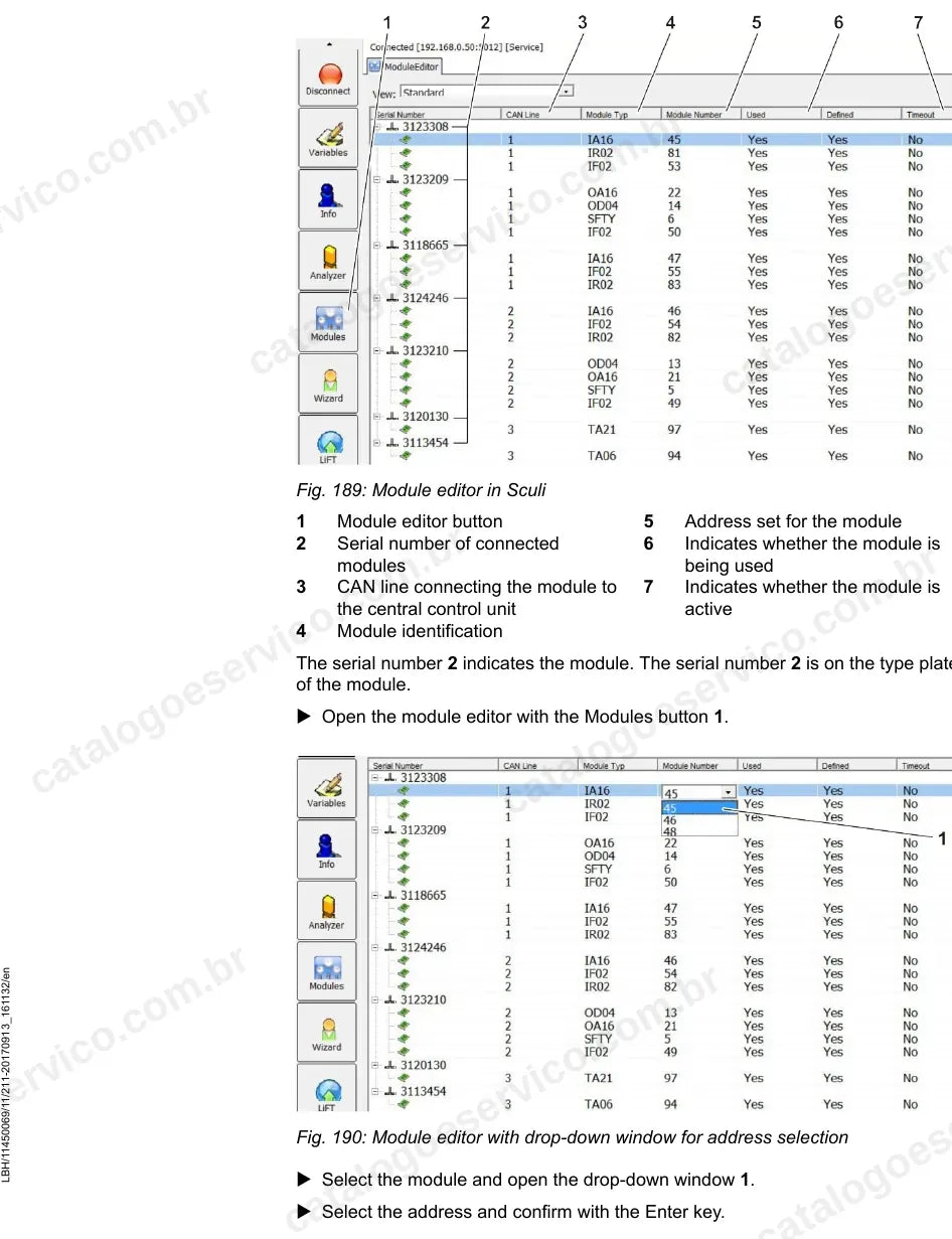 Editor de módulos CAN no software de diagnóstico Sculi da L580 LogHandler