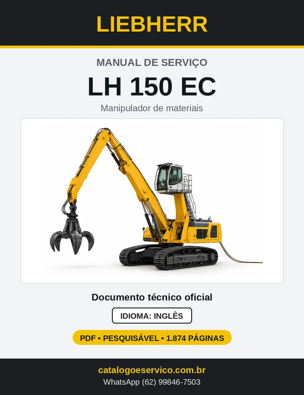 Capa do Manual de Serviço Liebherr LH 150 EC manipulador de materiais elétrico