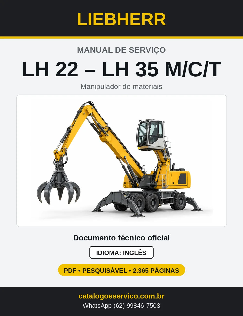 Capa do Manual de Serviço Liebherr LH22 a LH35 M/C/T manipulador de materiais