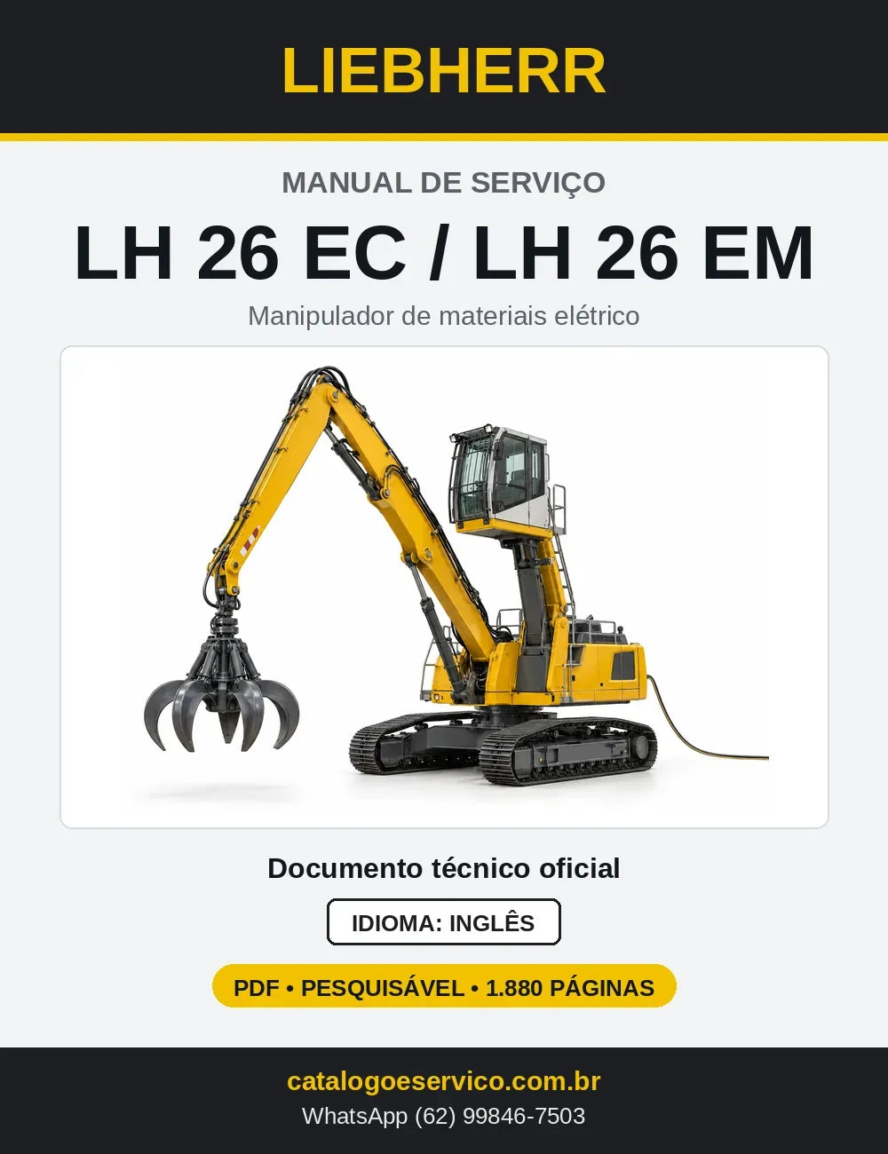 Capa do Manual de Serviço Liebherr LH26 EC e LH26 EM manipulador de materiais elétrico