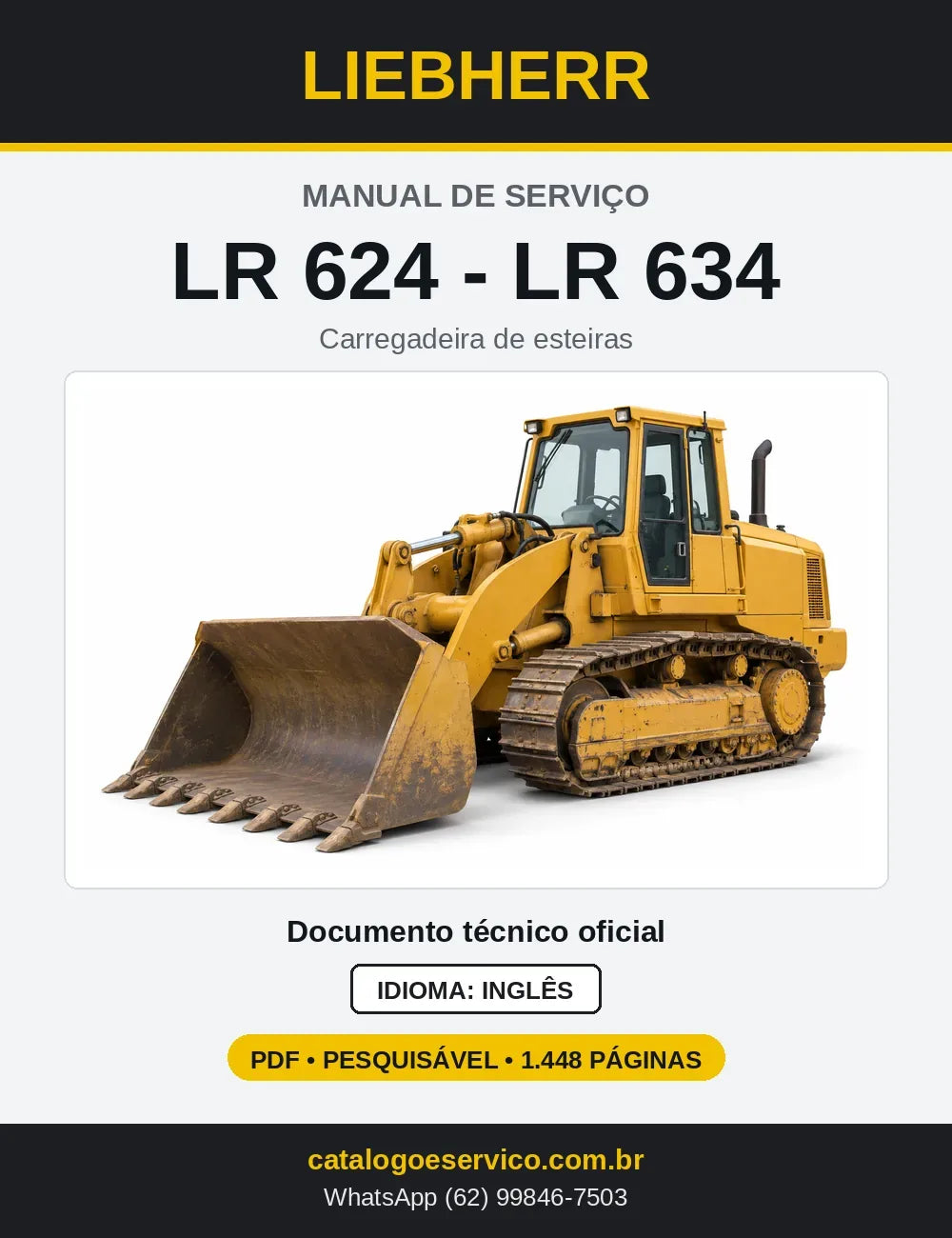 Capa do Manual de Serviço Liebherr LR 624-634 carregadeira de esteiras