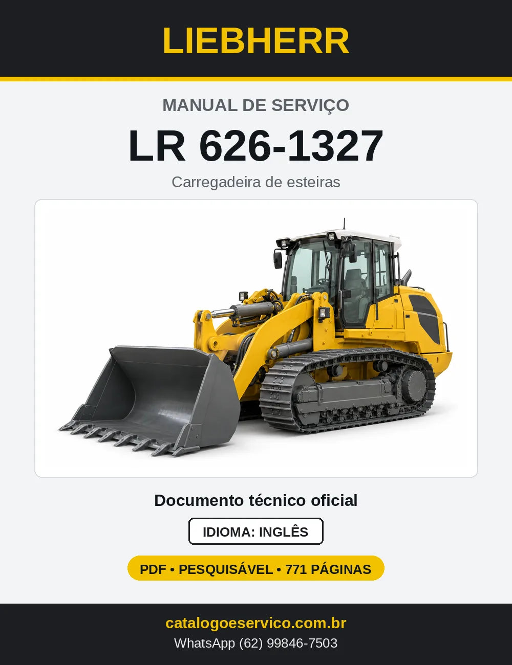 Capa do Manual de Serviço Liebherr LR 626-1327 carregadeira de esteiras