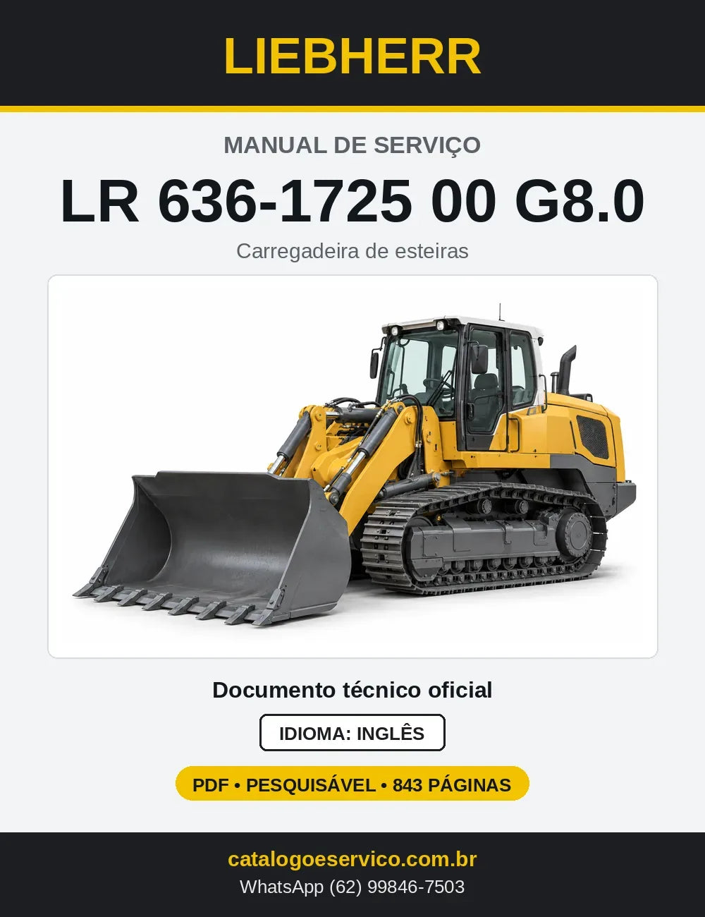 Capa do Manual de Serviço Liebherr LR 636-1725 00 G8.0 carregadeira de esteiras