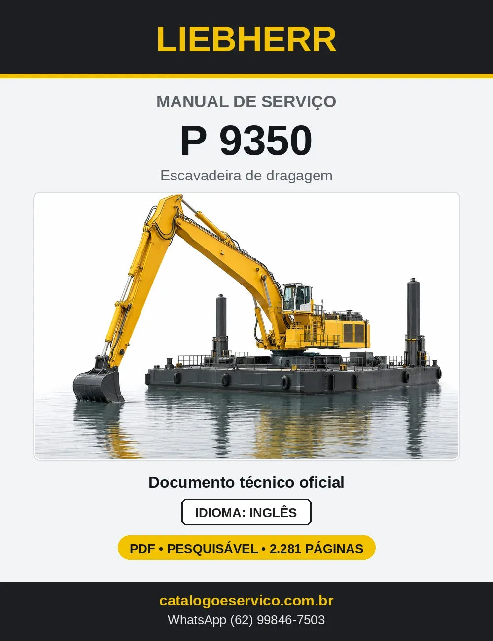 Capa do Manual de Serviço Liebherr P 9350 escavadeira de dragagem