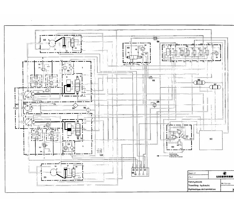 Manual de Serviço Liebherr PR 721-741 Trator de Esteira — página interna com diagrama técnico