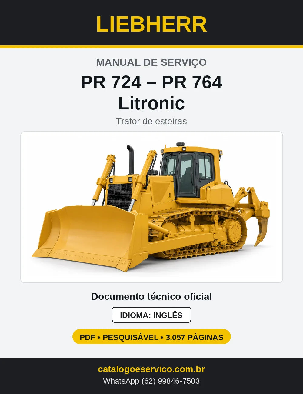 Capa do Manual de Serviço Liebherr PR 724 a PR 764 trator de esteiras