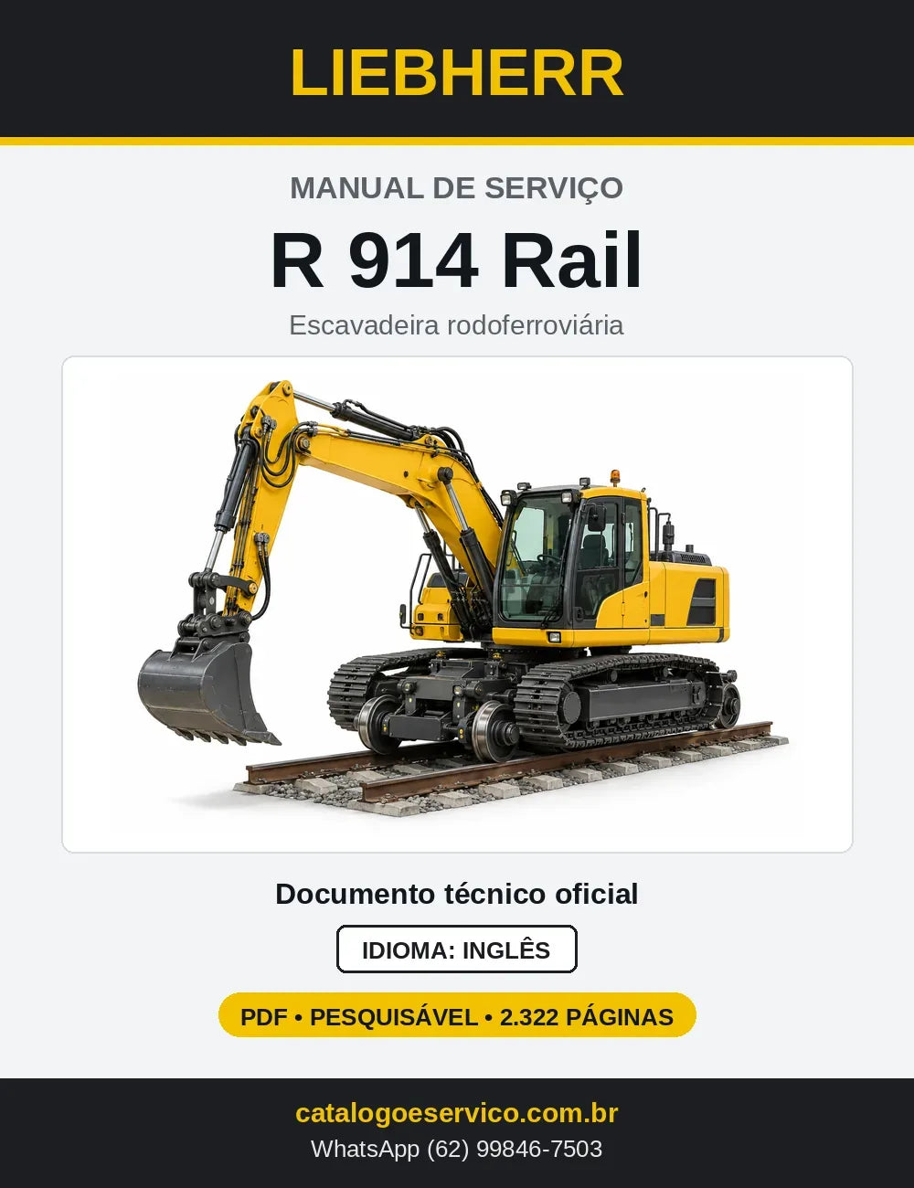 Capa do Manual de Serviço Liebherr R914 Rail escavadeira rodoferroviária