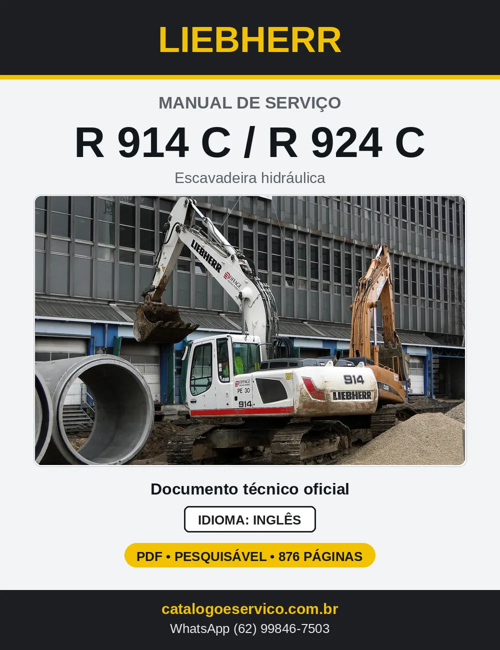 Capa do Manual de Serviço Liebherr R 914 C e R 924 C escavadeira hidráulica