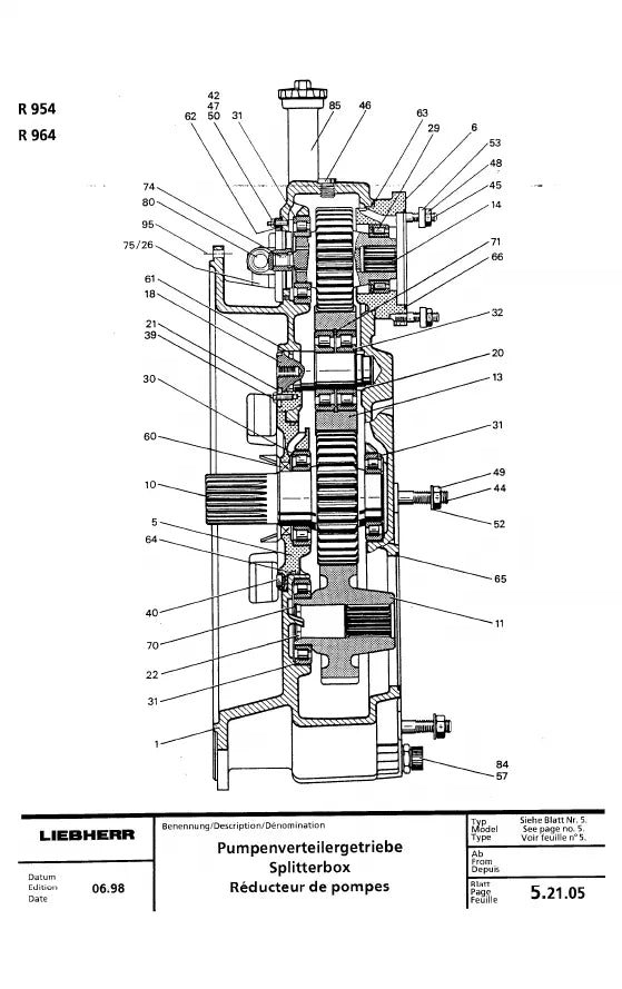 Manual de Serviço Liebherr R954-R954B-R954C Escavadeira Hidráulica — página interna com diagrama técnico