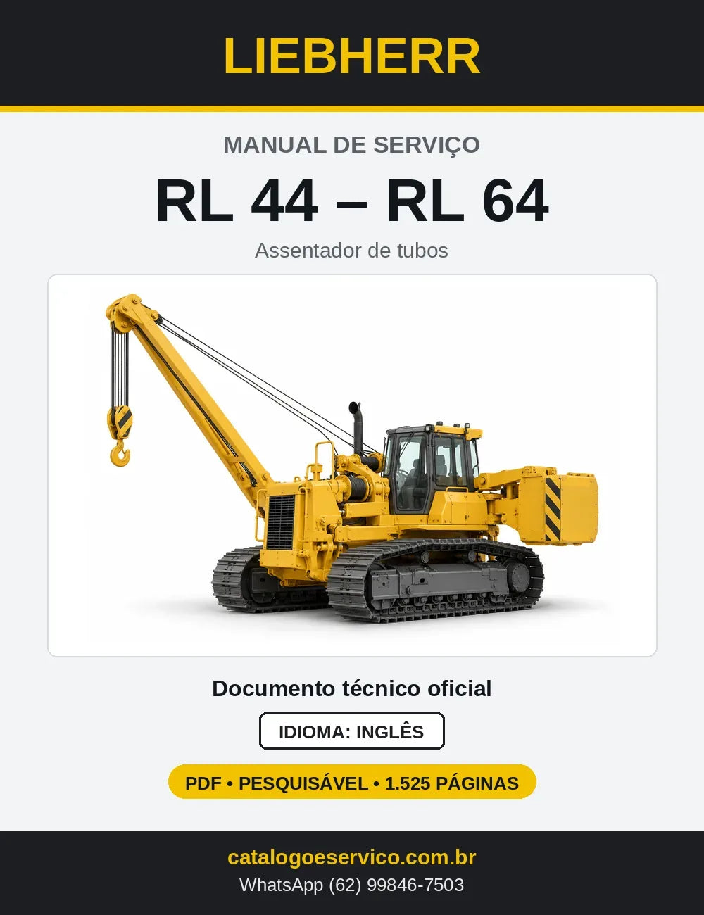 Capa do Manual de Serviço Liebherr RL 44-64 assentador de tubos