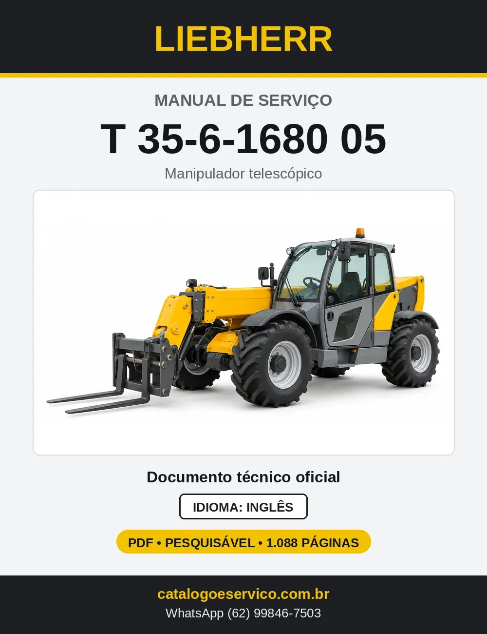 Capa do Manual de Serviço Liebherr T 35-6 05 manipulador telescópico