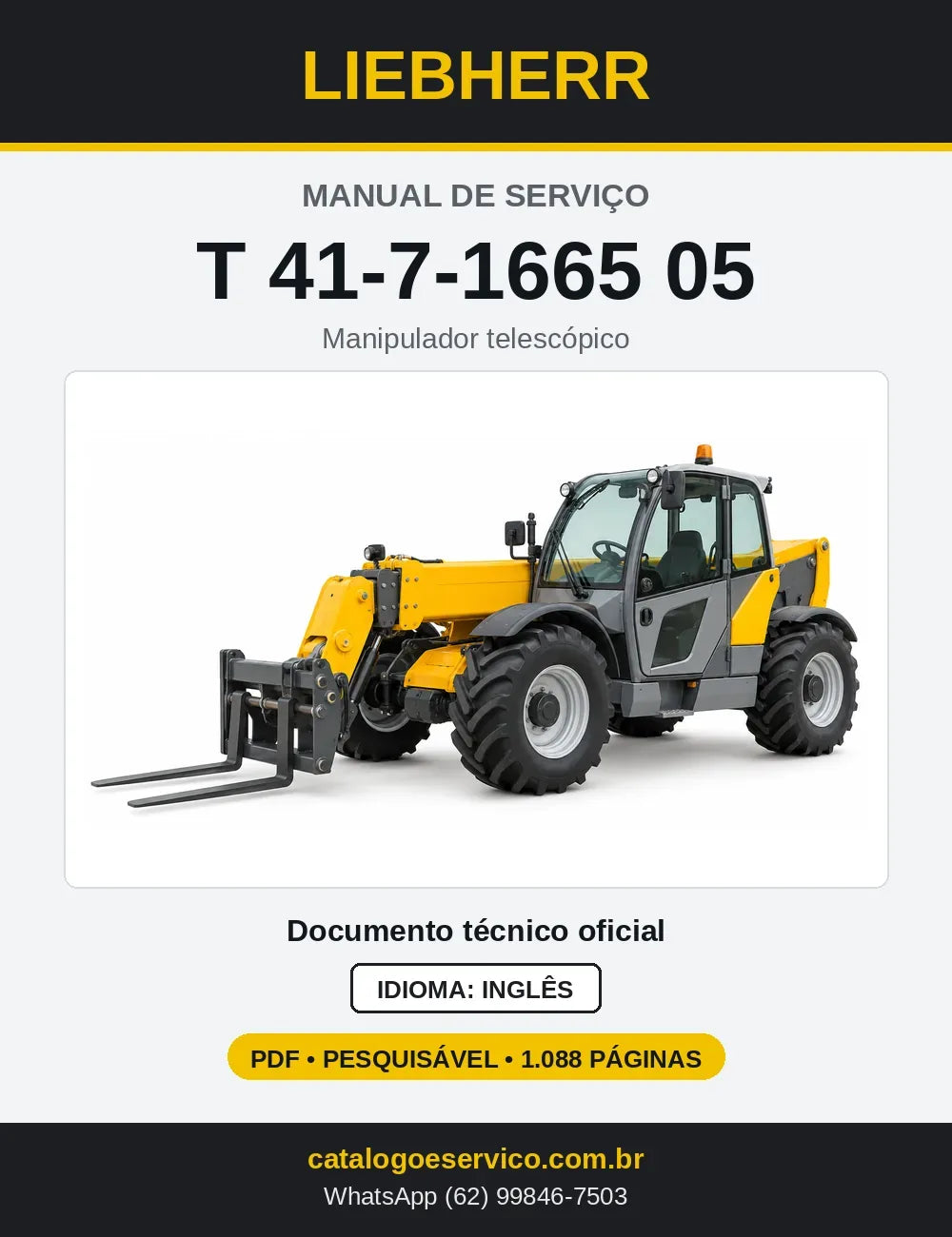 Capa do Manual de Serviço Liebherr T 41-7 05 manipulador telescópico