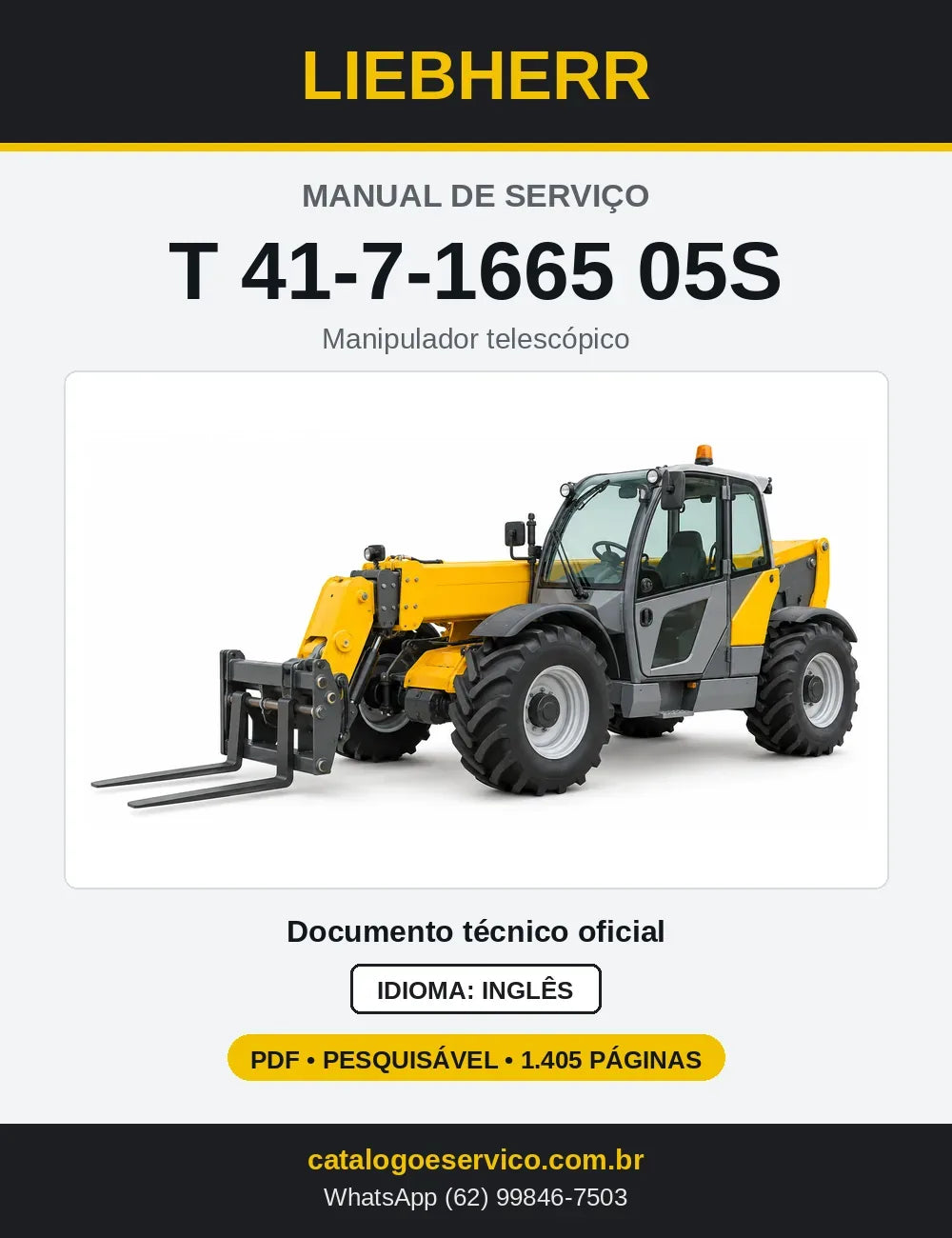 Capa do Manual de Serviço Liebherr T 41-7 05S manipulador telescópico