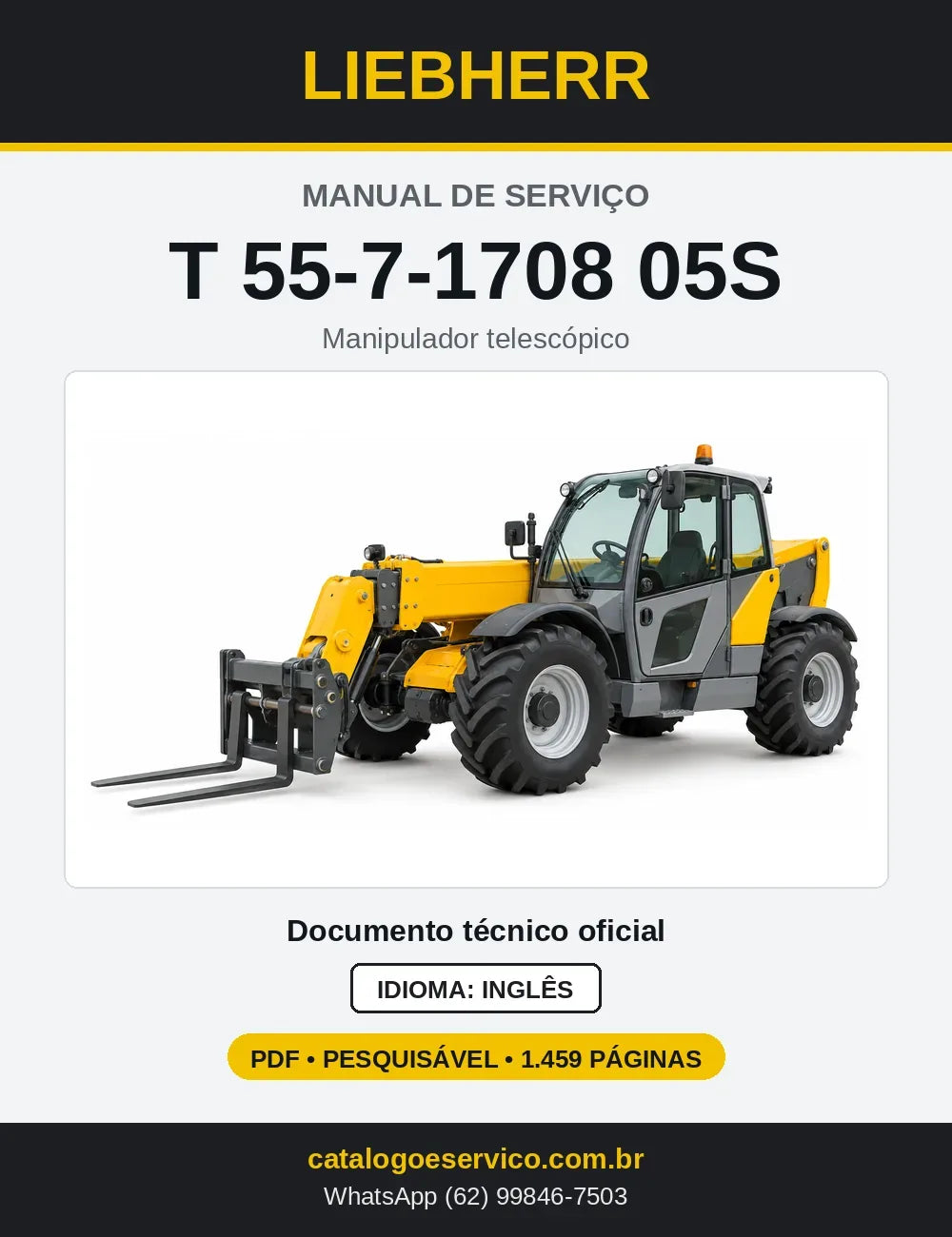 Capa do Manual de Serviço Liebherr T 55-7 05S manipulador telescópico