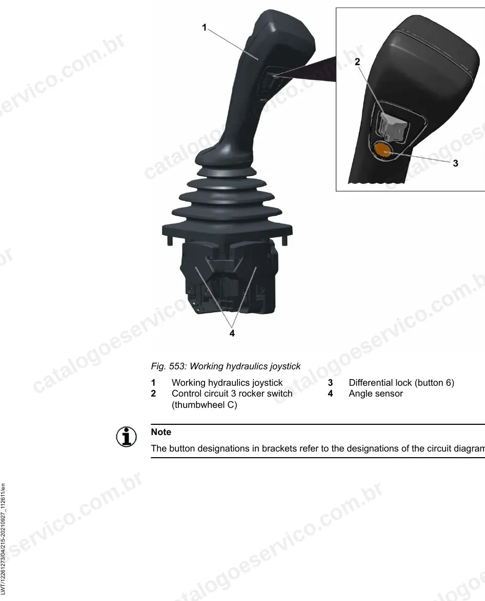 Joystick da hidráulica de trabalho do T 60-9 com sensor de ângulo